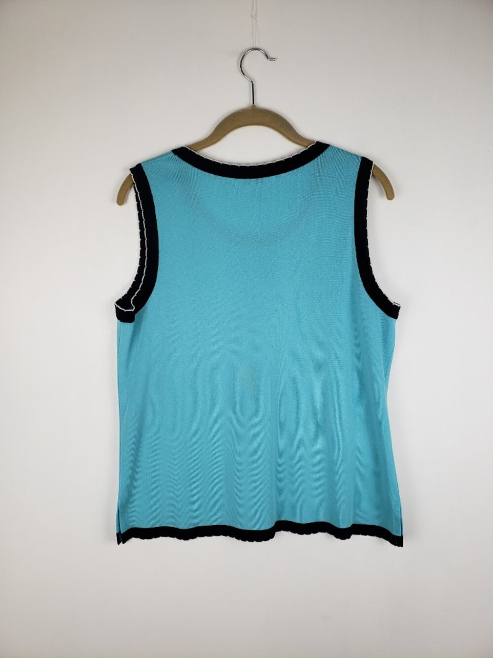 Exclusively Misook Twinset Teal Aqua Black Scalloped Jewels Womens L/XL - Picture 4 of 12